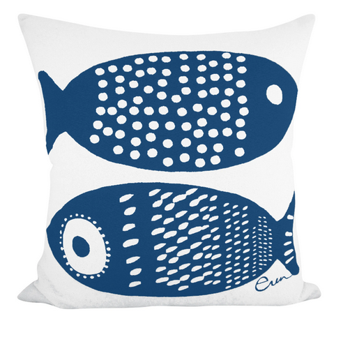 Erin Flett Navy Tuna Pillow